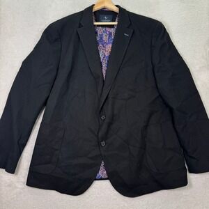 Tailorbyrd Mens 48L Black Blazer Stretch Fabric Paisley Lined Unstructured EUC‎